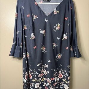 F&F Floral Mini Dress - Navy and Pink